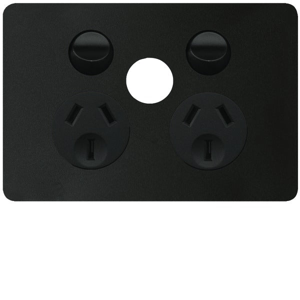 Allure Sw Socket Dbl 10A Extra Sw Pos No Mech Matt Black