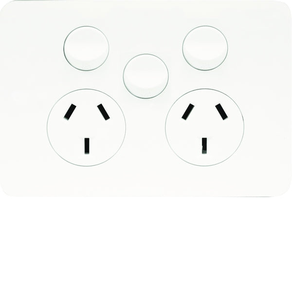 Allure Switched Socket Dbl 10A Horiz Extra Sw Matt White