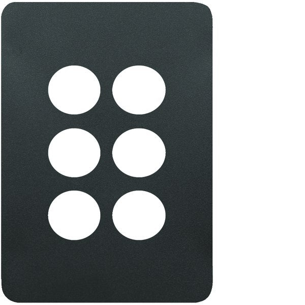 Allure Switch Plate 6Gang Matt Black