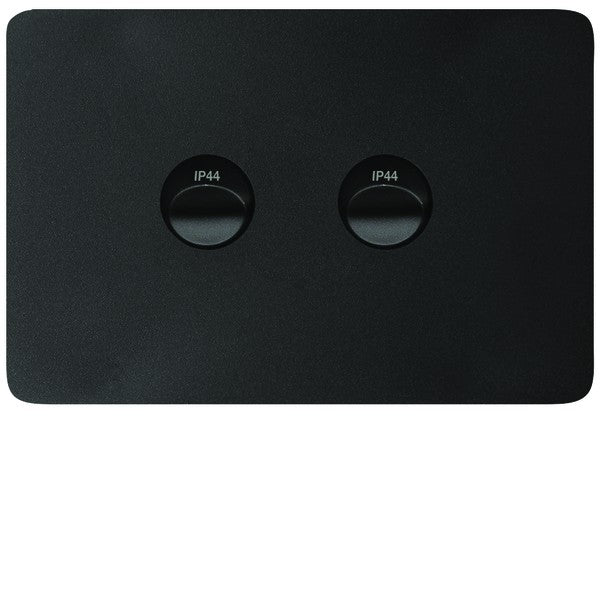 Allure Switch 16AX Double Horiz Matt Black IP44