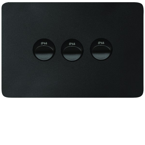 Allure Switch 16AX Triple Horiz Matt Black IP44
