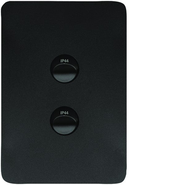 Allure Switch 16AX Double Vert Matt Black IP44