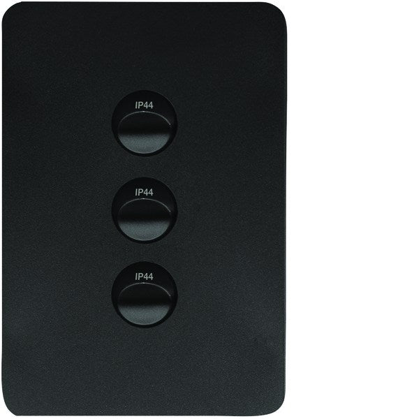 Allure Switch 16AX Triple Vert Matt Black IP44