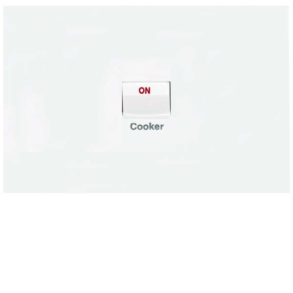 Finesse Cooker Switch 40A 2Pole Horiz Gloss White