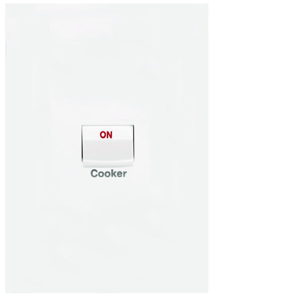 Finesse Cooker Switch 40A 2Pole Vert Gloss White