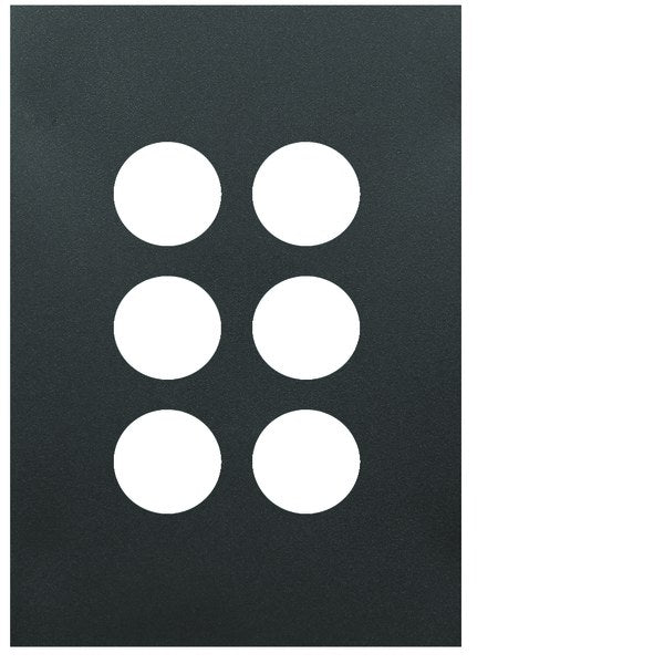 Finesse Switch Cover Plate 6Gang Matt Black
