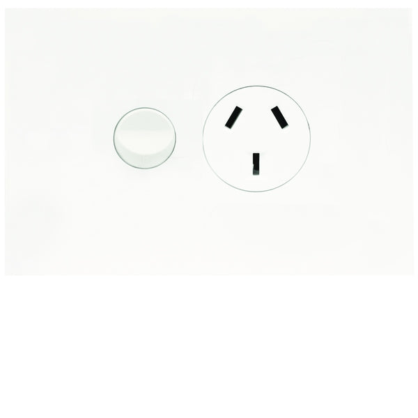 Finesse Switched Socket Sgl 10A Horiz Gloss White