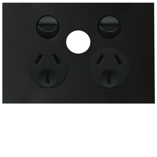 Finesse Sw Socket Dbl 10A Horiz Blank Extra Sw Matt Black