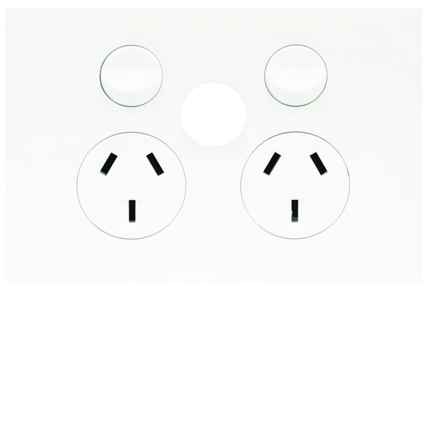 Finesse Sw Socket Dbl 10A Horiz Blank Extra Sw Gloss White