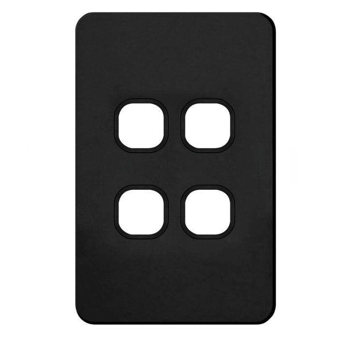 Silhouette Sw Plate 4 Gang Hybrid Matt Black
