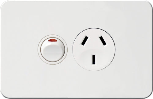 Silhouette Sw Socket Sgl 10A Horiz Shuttered Matt White