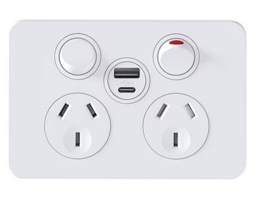 Silhouette Switched Socket Dbl 10A A&C USB Matt White