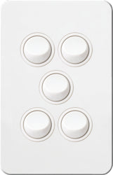Silhouette Switch 5 Gang Vertical 16AX Matt White