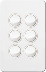 Silhouette Switch 6 Gang Vertical 16AX Matt White
