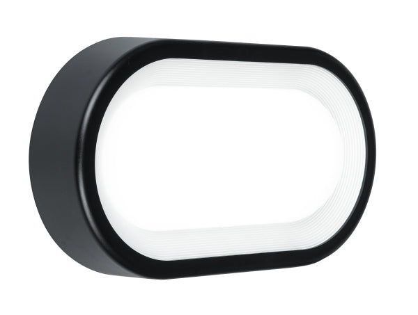 Bulkhead Oval 8.5W 510lm Warm White 240V Black/White