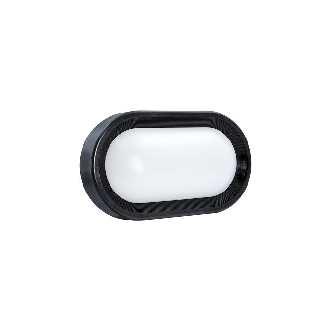 Bulkhead Oval 18W 1080lm Warm White 240V Black/Black