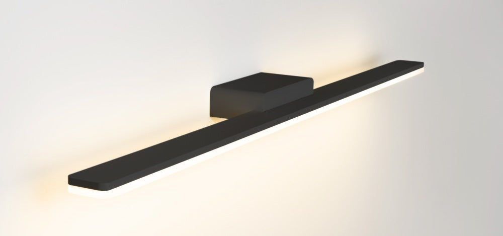 Slim Bathroom Wall Light 1200mm 36w 3k IP44 240v Black