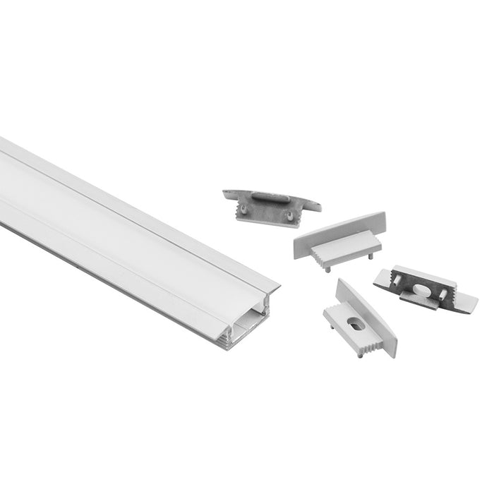 Alu Profile Recess 25x8mm Opal Frost Silver 2.5m Kit