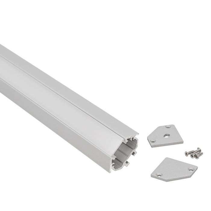 Alu Profile Corner 22.4x 22.4mm Opal Frosted Silver 2.5m Kit
