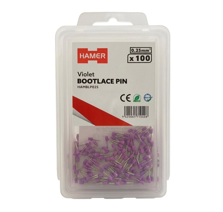 Bootlace Pin 0.25mm2 Violet (Pkt 100)