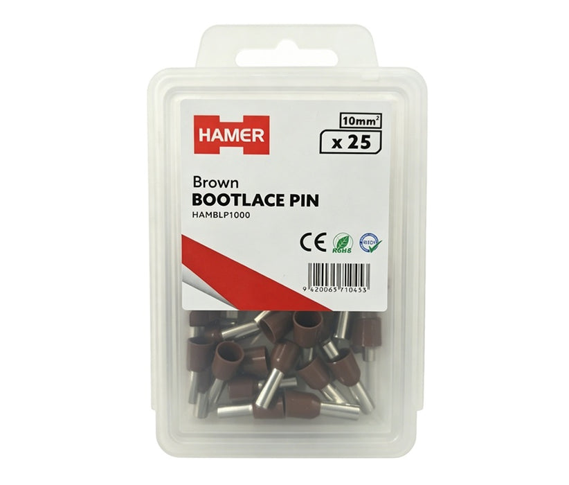 Bootlace Pin 10mm2 Brown (Pkt 25)