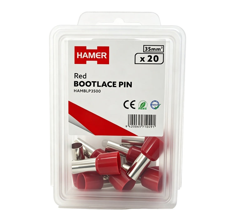 Bootlace Pin 35mm2 Red (Pkt 20)