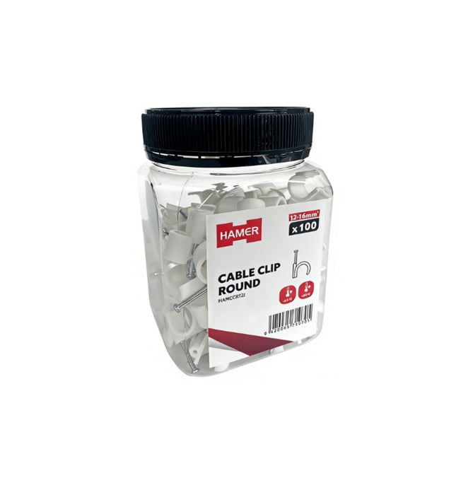 Hamer Cable Clip Round 12-16mm Cable (Jar100)
