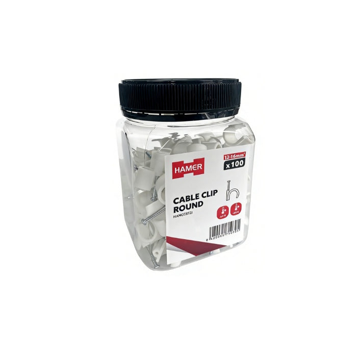 Hamer Cable Clip Round 8-12mm Cable (Jar100)