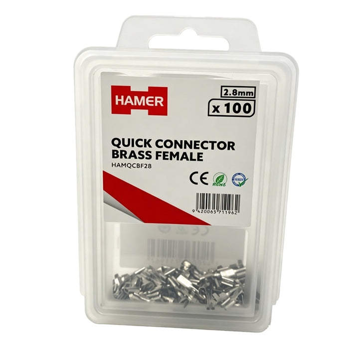 Quick Connector Brass Female 2.8mm (Pkt100)