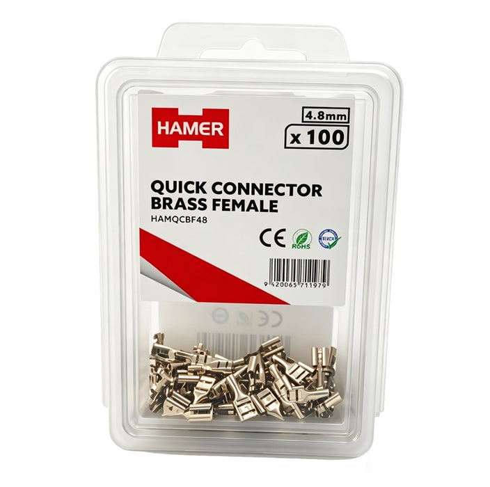 Quick Connector Brass Female 4.8mm (Pkt100)