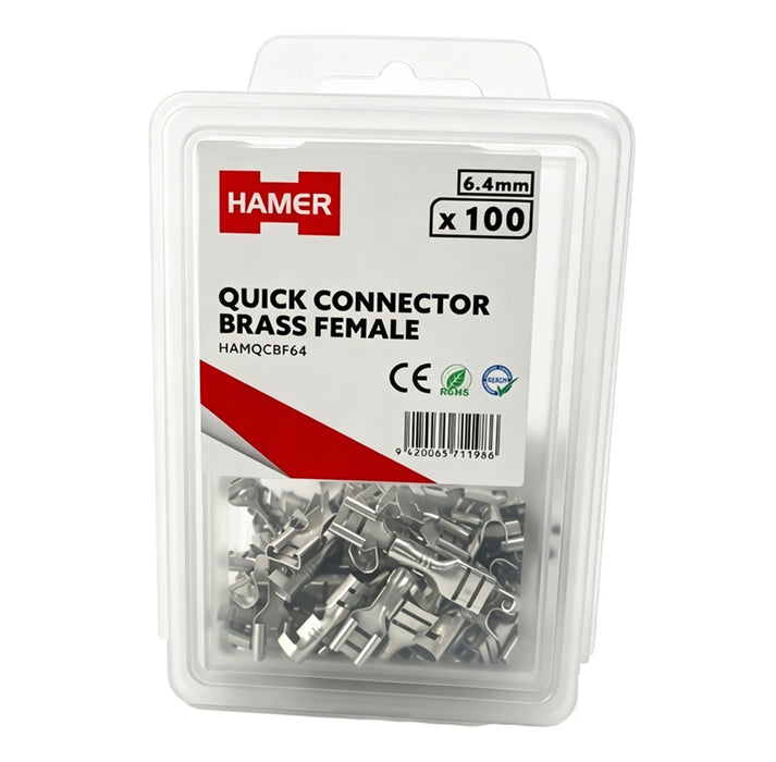 Quick Connector Brass Female 6.4mm (Pkt100)