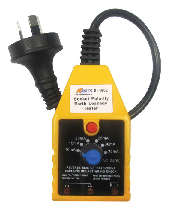 Nesco RCD Polarity Tester 10-35mA ELCB Trip Ratings
