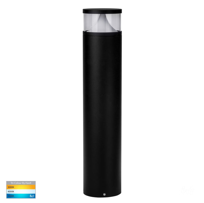 Divad Bollard Rnd 600mm 24VDC 12W Tri Colour 3/4/5K SMD Bk