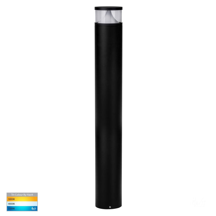 Divad Bollard Rnd 1000mm 24VDC 12W Tri Colour 3/4/5K SMD Bk