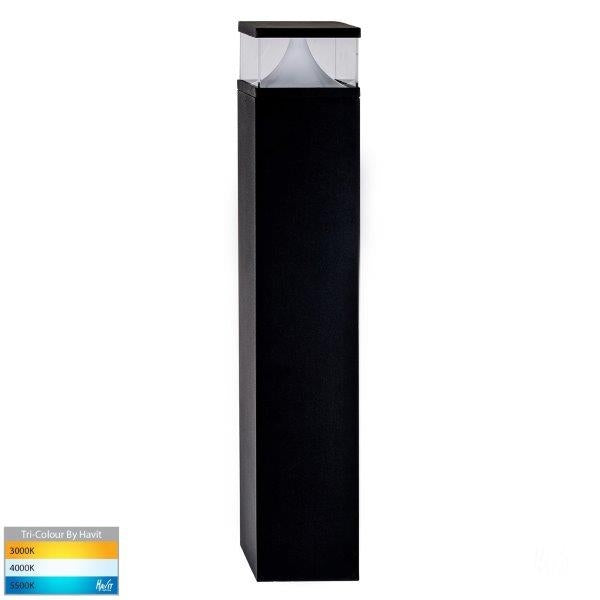 Divad Bollard Sq 600mm 240V 12W Tri Colour 3/4/5K SMD Bk