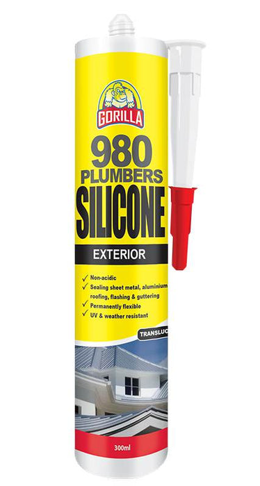 Gorilla 980 Plumbers Silicone Sealant 300ml Clear