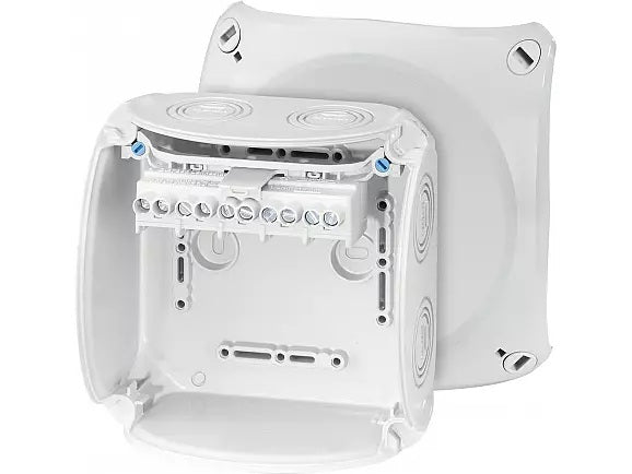 Cable Junction Box HF 130 x 130 x 77mm 5P 4 x 6mm Term Grey