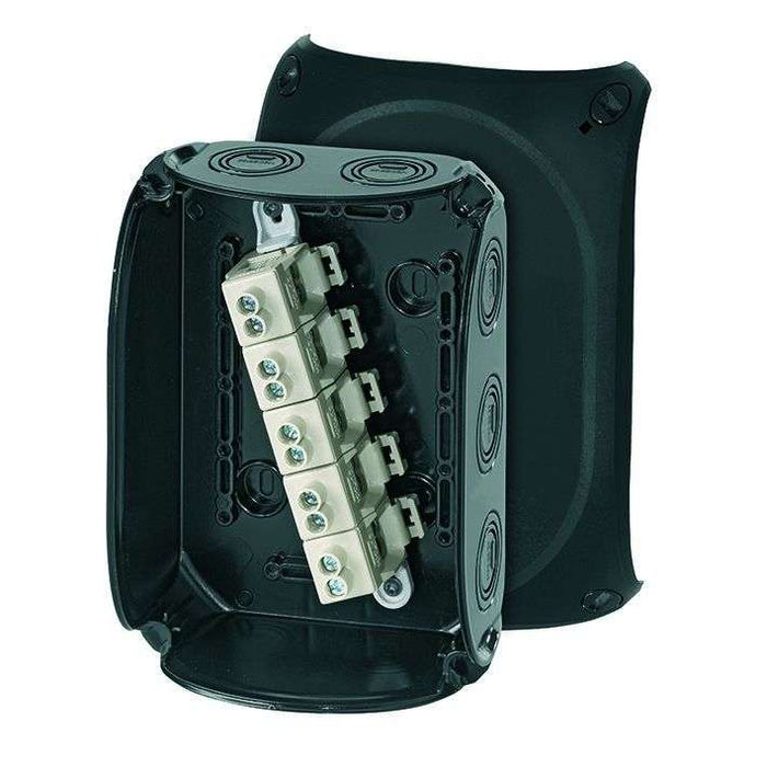 Cable Junction Box HF 180 x 130 x 77mm 5P 4 x 10mm Term Blk