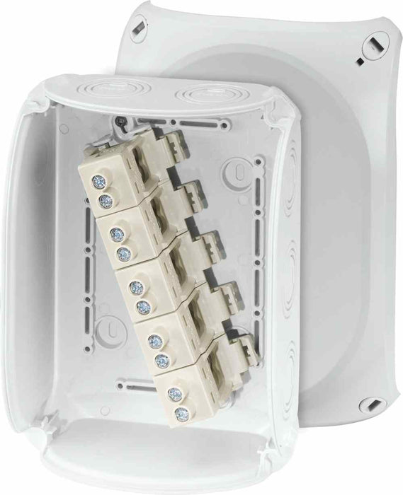 Cable Junction Box HF 210 x 155 x 92mm 5P 4 x 16mm Term Grey