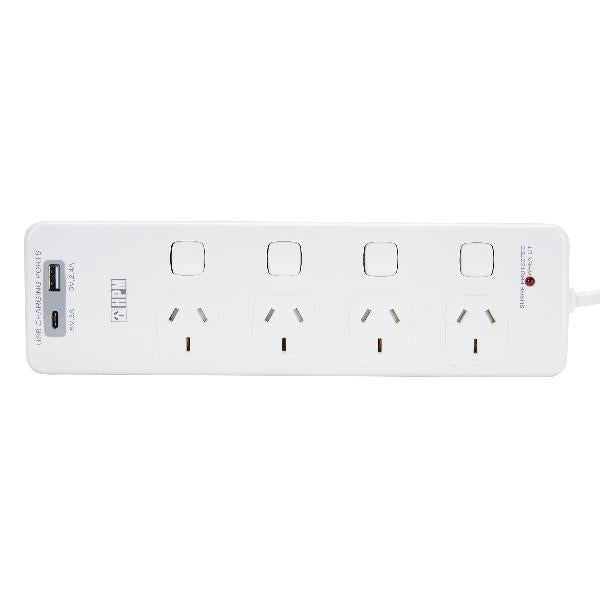 Power Board 4Way Switched with USB A&C Charging