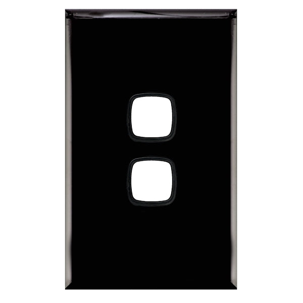 XL Switch Plate Only 2Gang Black