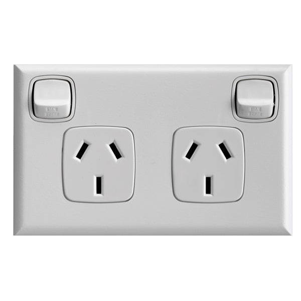 XLP Sw Socket Dbl 10A Horiz White Gloss
