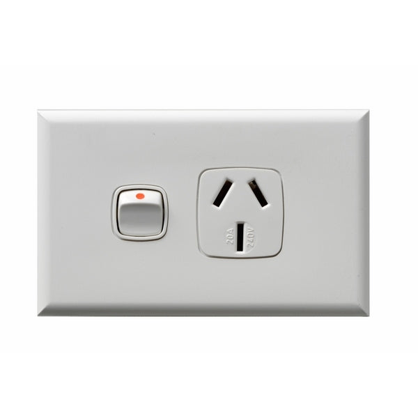 XLP Sw Socket Sgl 20A Horiz White Gloss