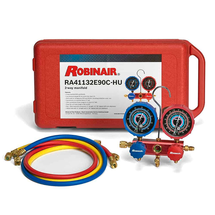 Manifold 2Way R32+ R410A w/ 90cm Hoses Boots & Case
