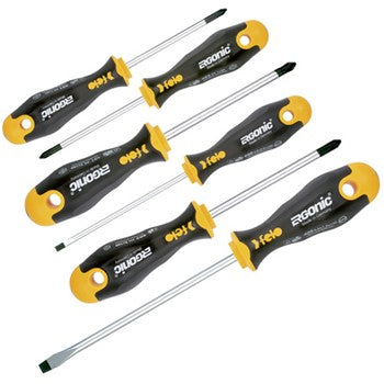 400 Ergonic Screwdriver Set 6pc Flat Ph Pozi and Sq