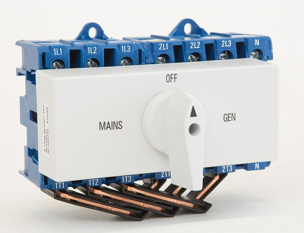 Changeover Sw 3P Mains 4P Generator 100A Din Mount