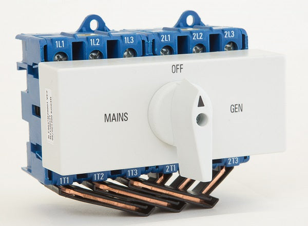 Isolator 25A 3P Changeover Sw Din Mount Mains-Off Gen