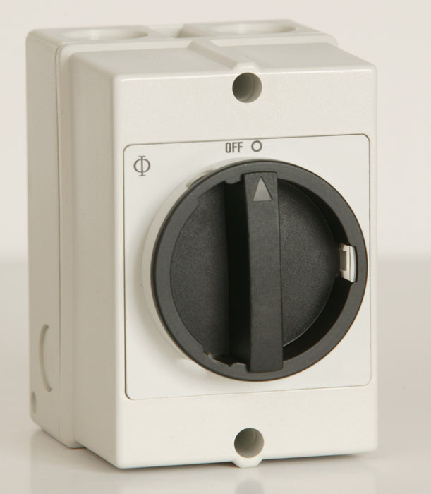 Isolator 63A 3P Plastic Encl P/Lock Bk Handle IP65