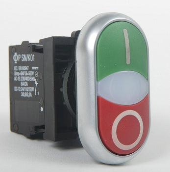 Pushbutton Dbl Red/Green 1N/O 1N/C