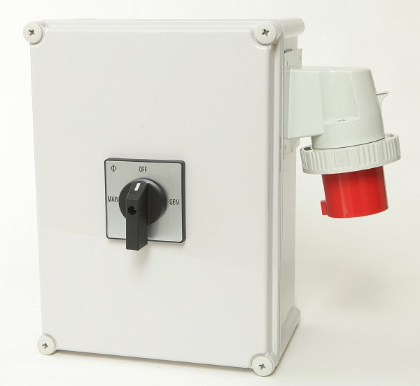 Changeover Sw 3P Mains 4P Generator & Inlet Plug Outdoor
